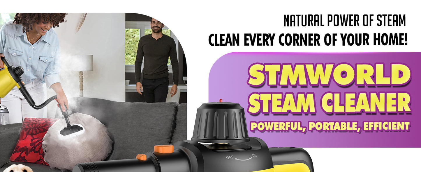 Natural Multi-Surface Handheld Steam Cleaner with 10 Accessories, 13OZ Pressurized Multipurpose On Demand Steam Cleaner for Home, Steamer for Cleaning Dirt, Grease, Grout, Tile, Floor, Couch and Car