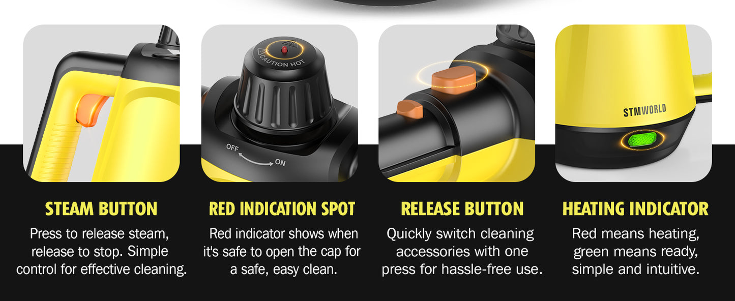 Steam Cleaner, Deep Cleaning Steam Cleaner for Home, 1200W Handheld Steam Cleaner with 10 Tools, Natural Steamer for Cleaning, Handheld Steamer for Bathrooms, Kitchens, Windows, Shower, Grout,Tile,Car